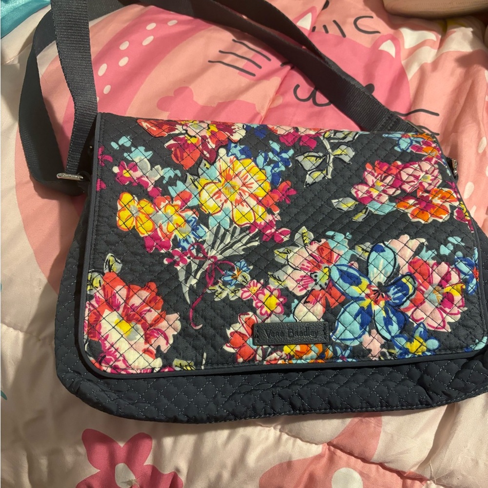 Vera Bradley Blue and Pink Crossbody Bag Quilted Floral